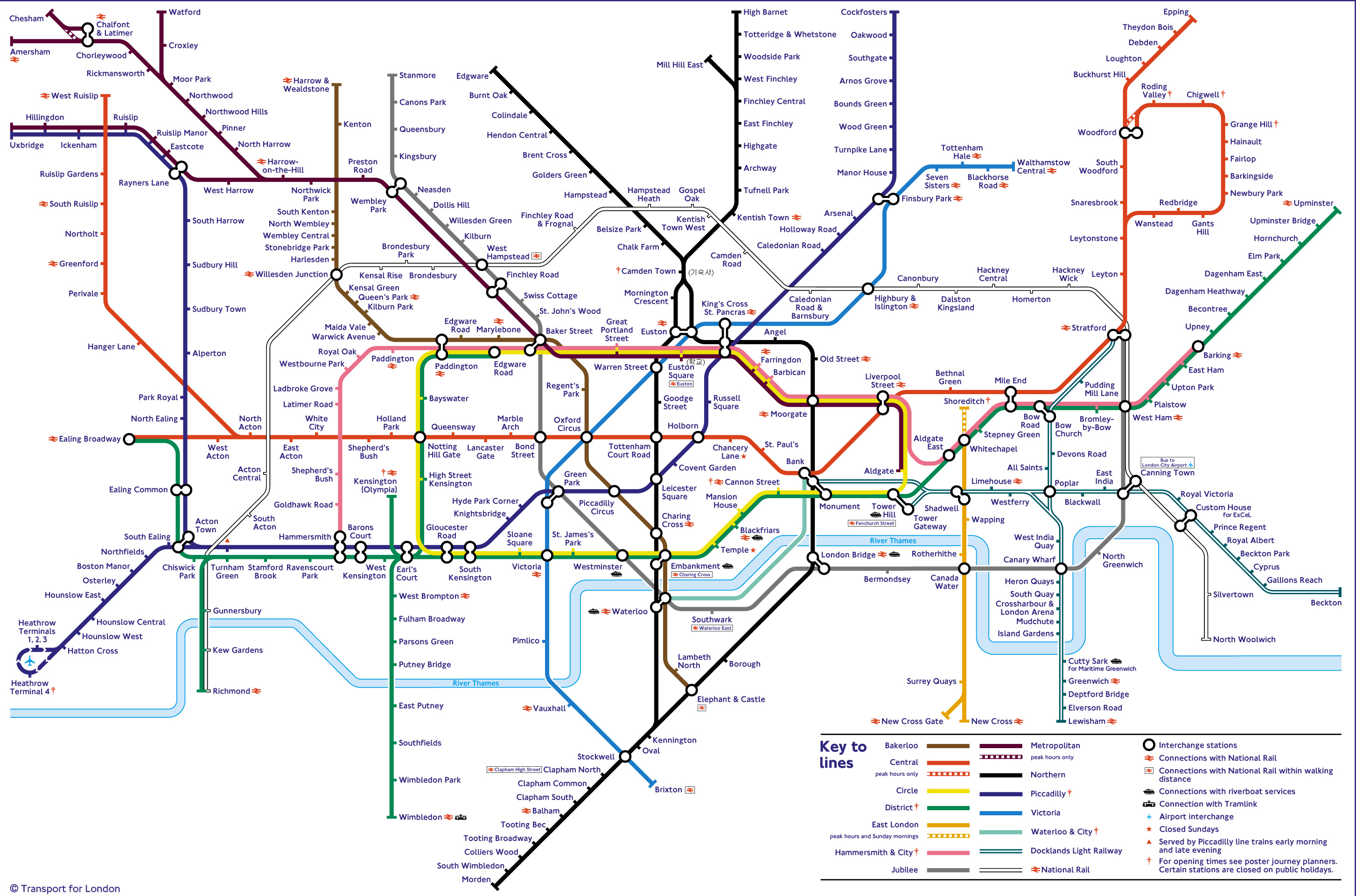 Plan du mÃ©tro londonien