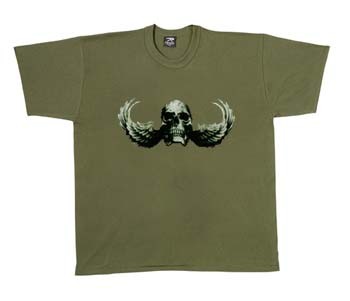 Military T-Shirts Skull Wings Olive Drab T-Shirt